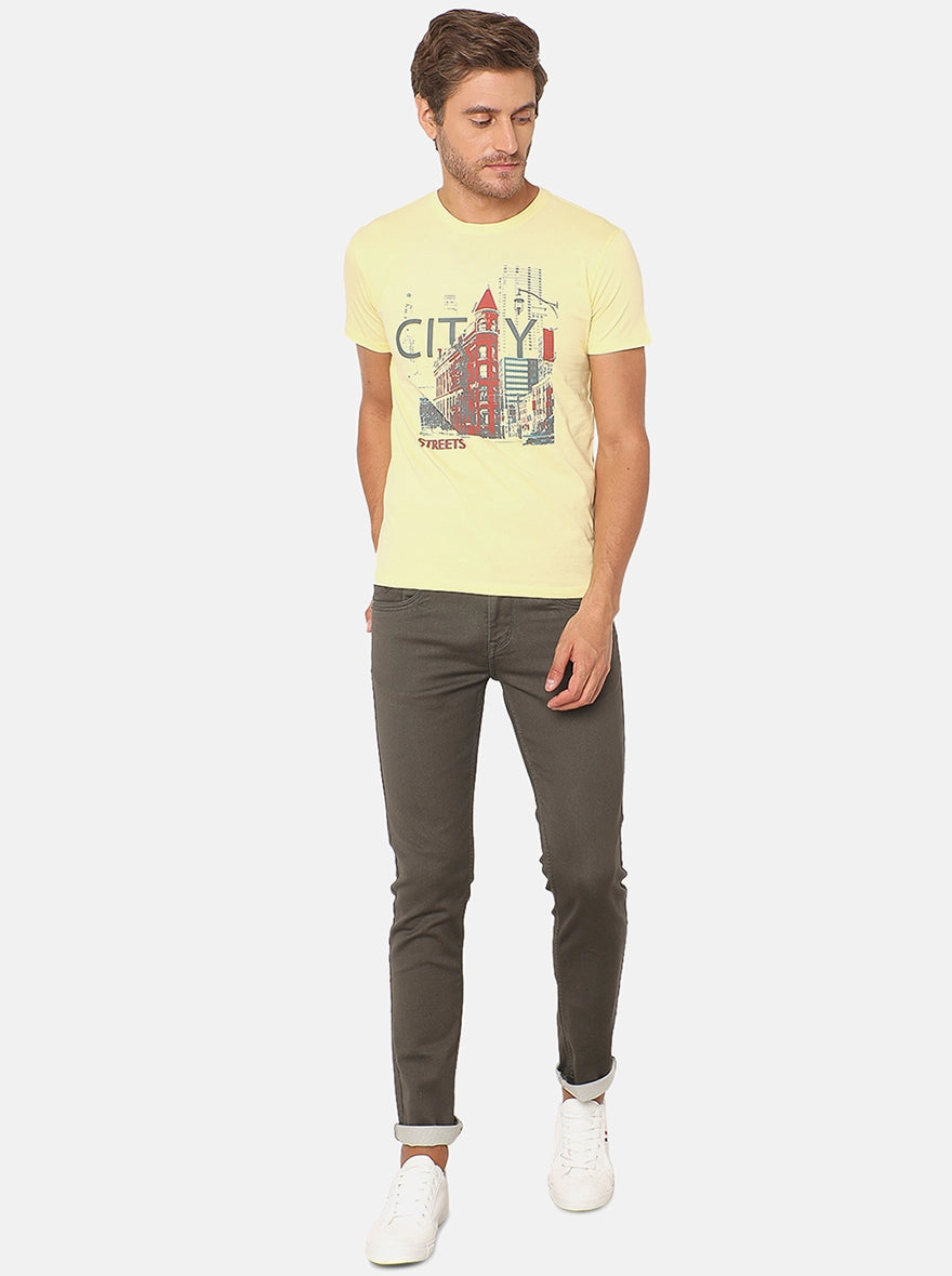 Brown Solid Narrow Fit Jeans | Greenfibre