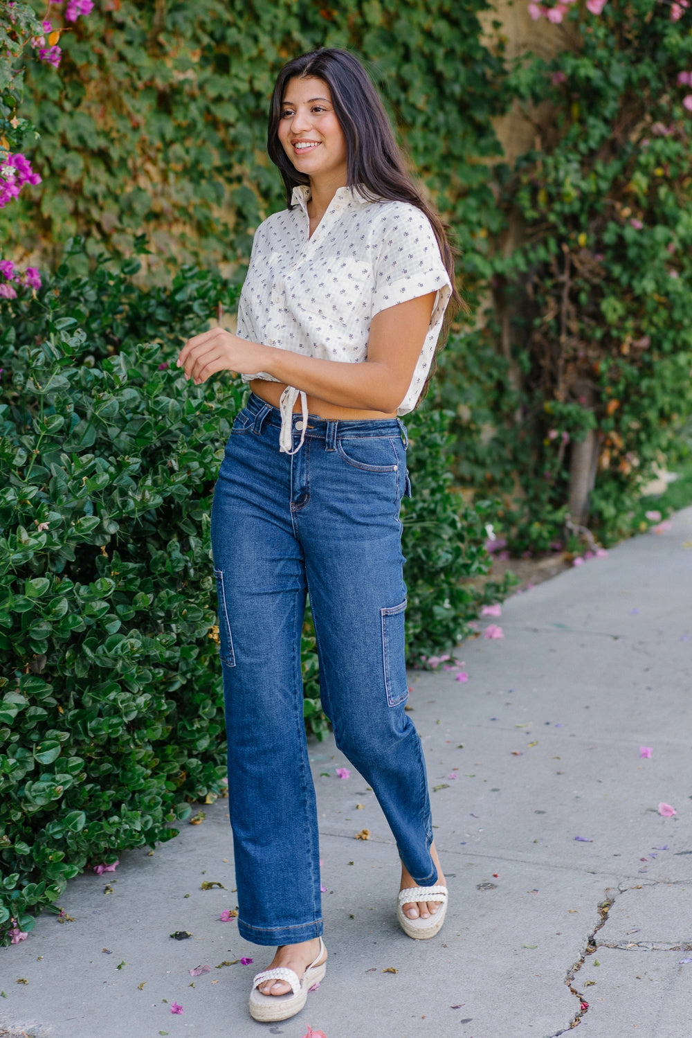 Courtney High Rise Cargo Wide Leg Jeans