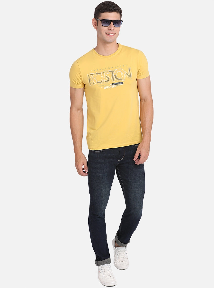 Dark Blue Washed Straight Fit Jeans | Greenfibre