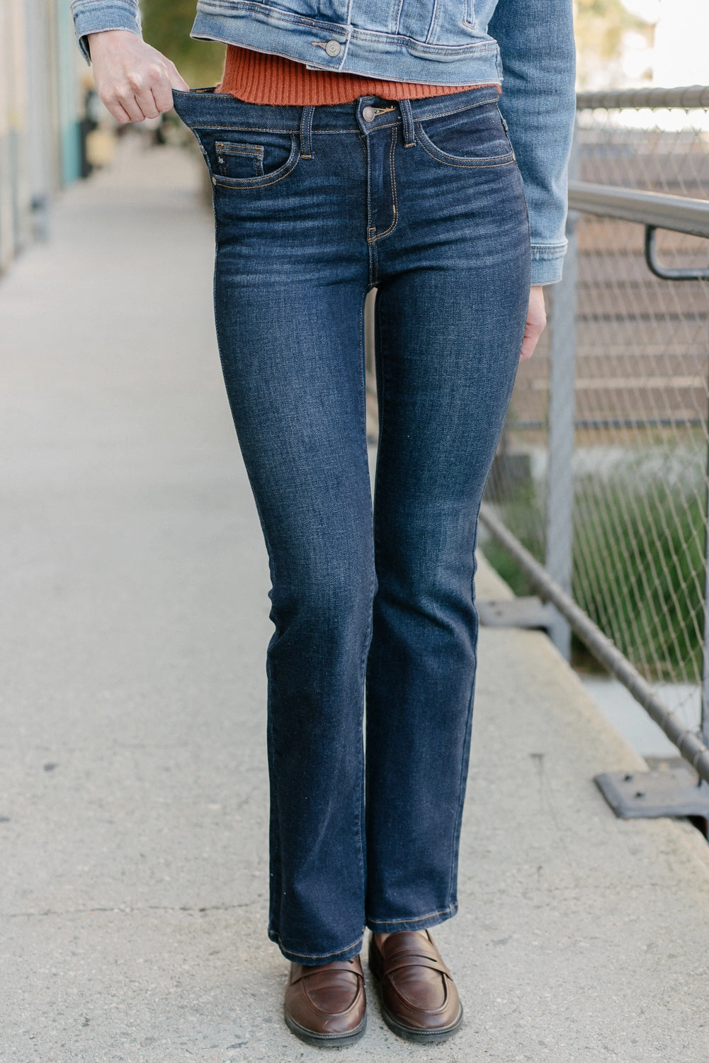 Elsy Whiskered Bootcut Jeans (Petite)