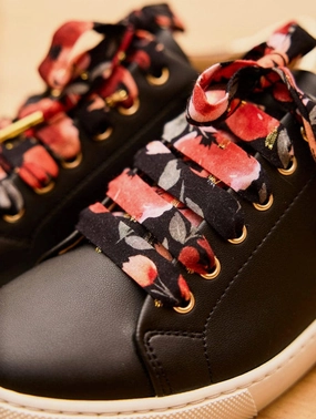 Floral Vegan Laces | Red & Black