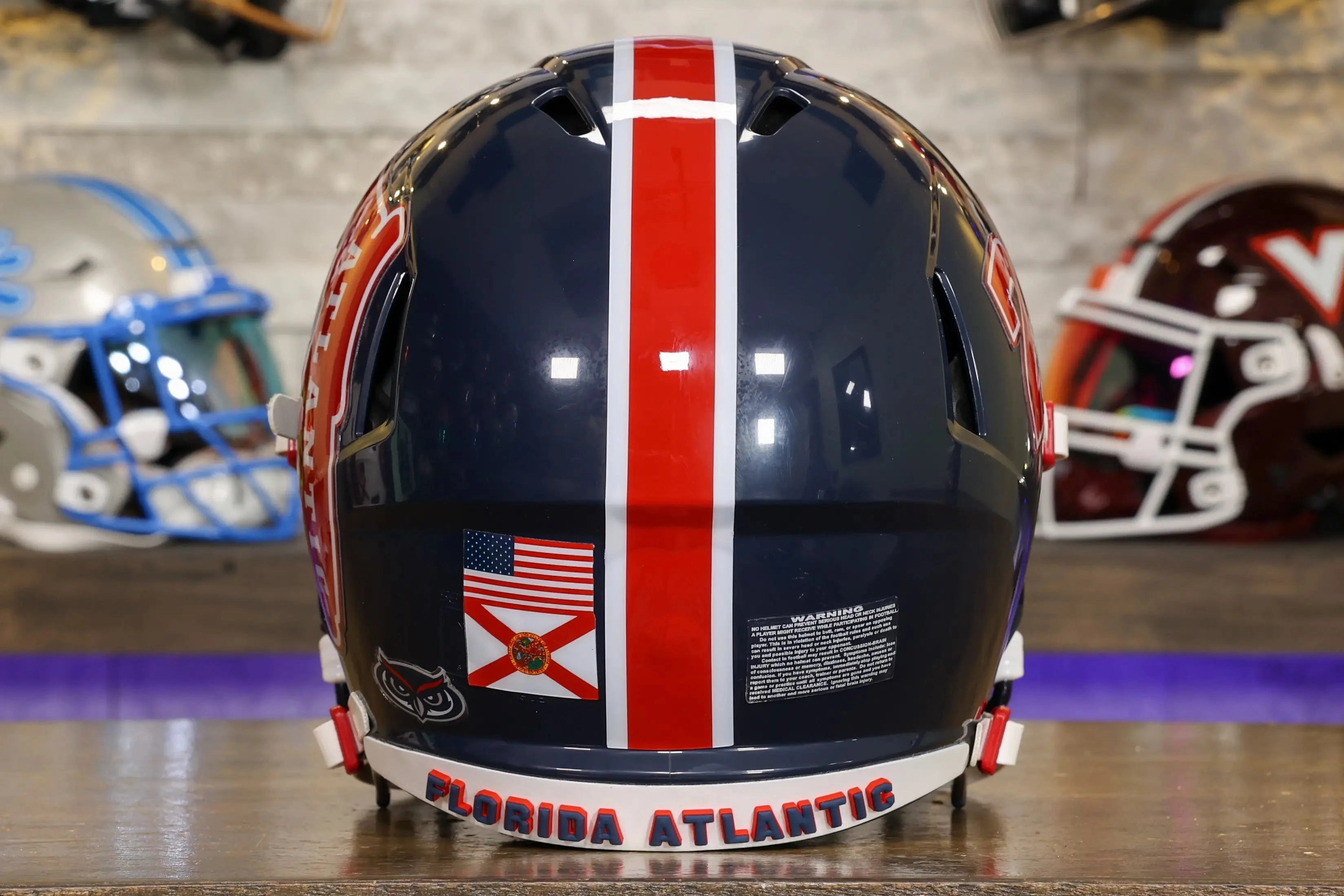 Florida Atlantic Owls Speed Authentic Helmet Navy - GG Edition