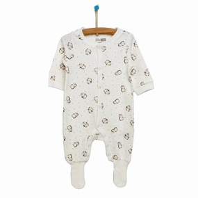 HelloBaby Newborn Baby Girl Footed Jumpsuit - Ecru