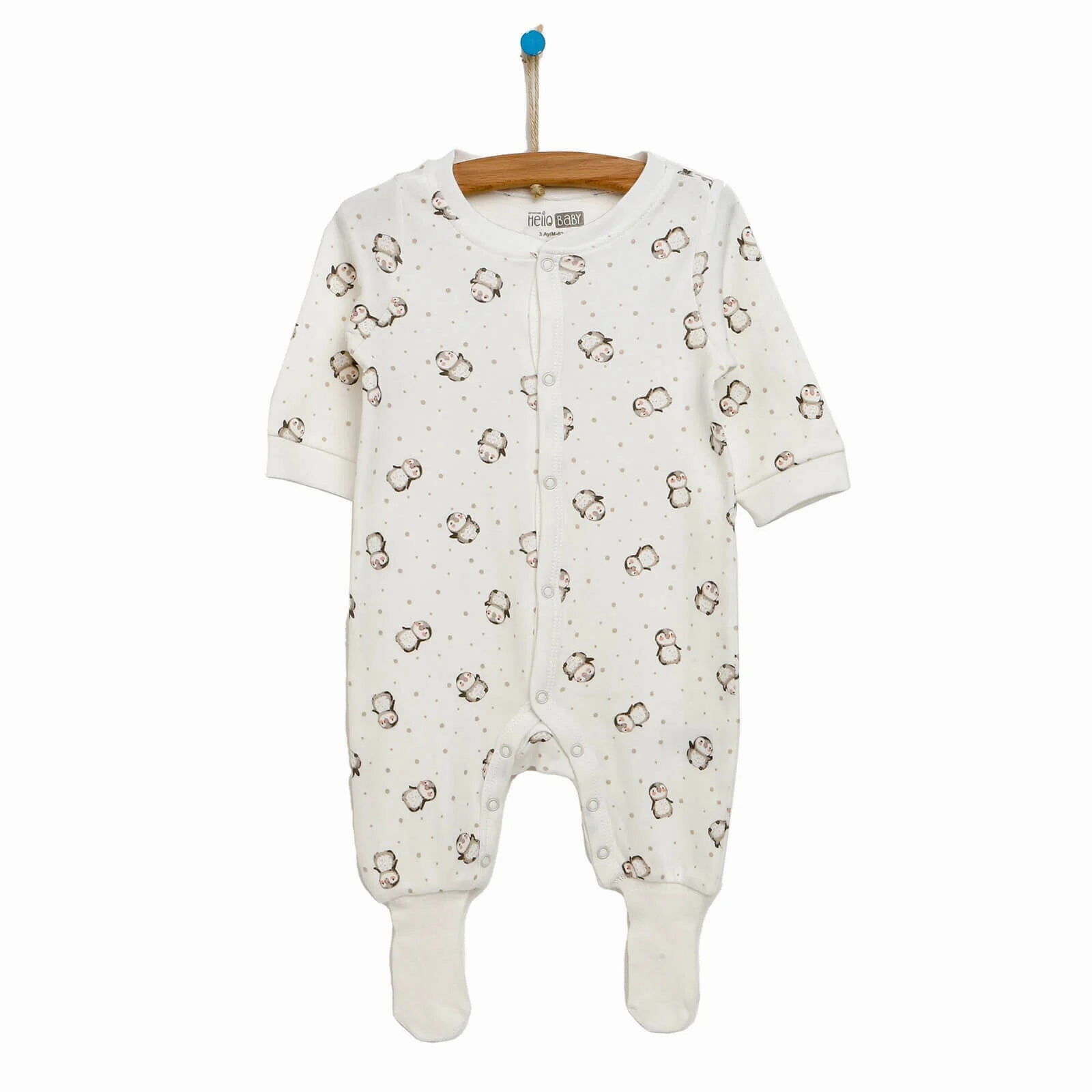 HelloBaby Newborn Baby Girl Footed Jumpsuit - Ecru