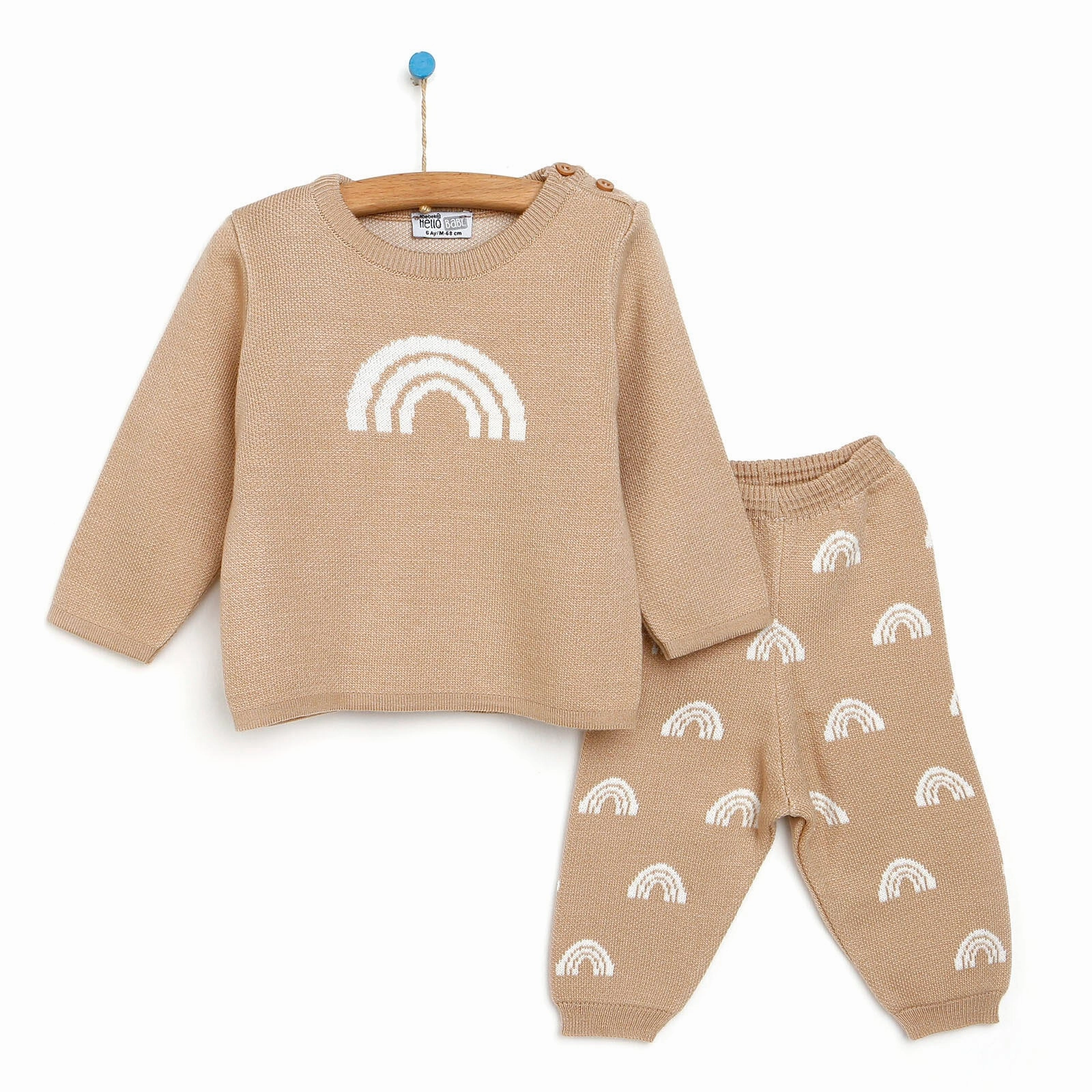 HelloBaby Newborn Rainbow Knit Sweatshirt Starter Set - Beige