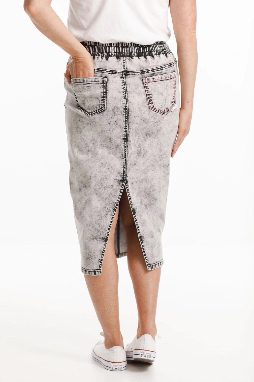 Home Lee Denim Midi Skirt Grey Wash