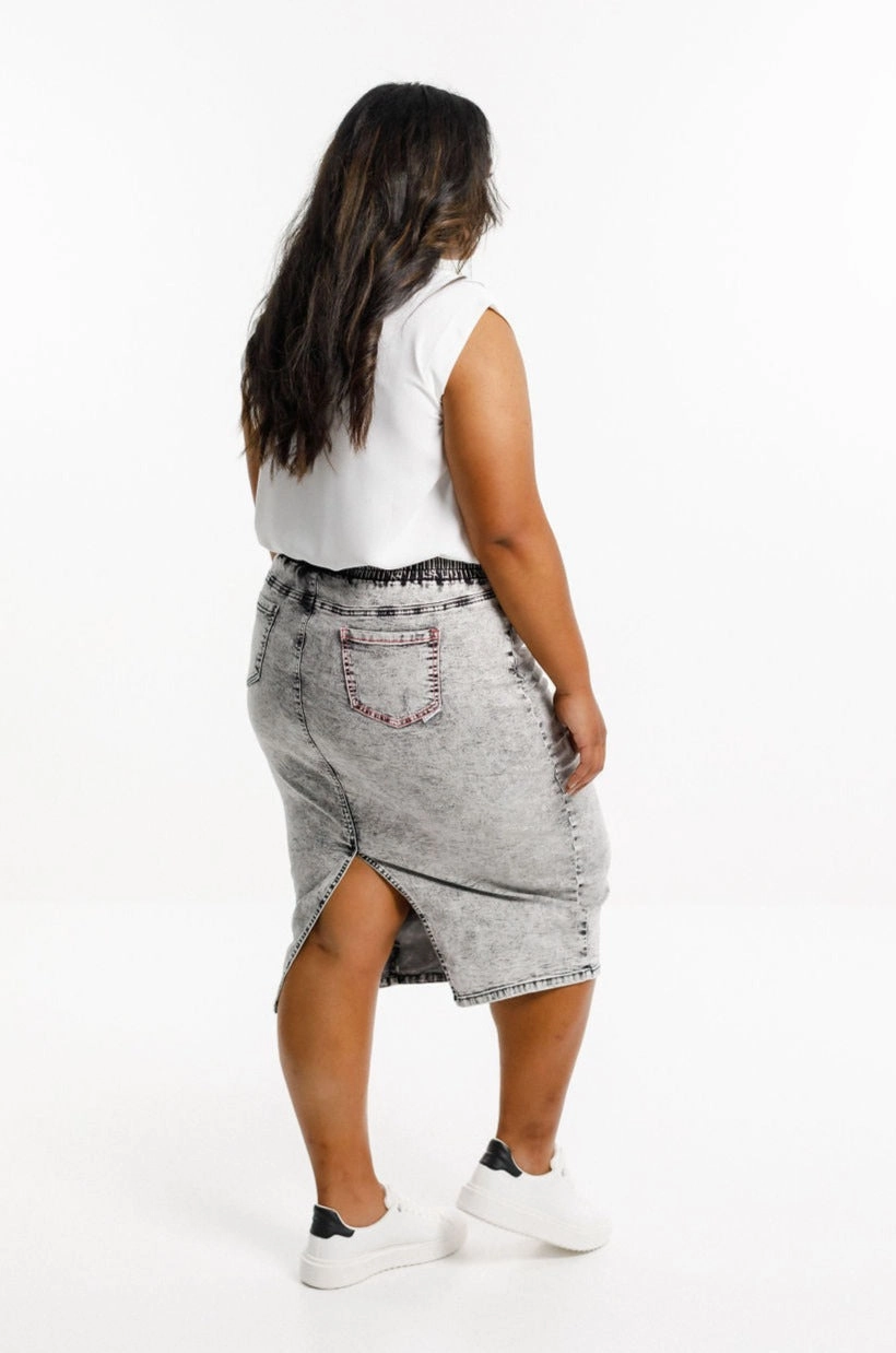 Home Lee Denim Midi Skirt Grey Wash