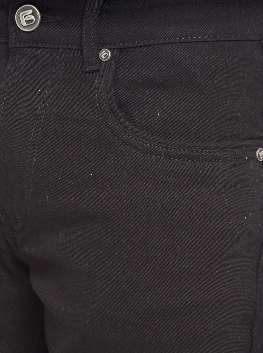 Jet Black Solid Straight Fit Jeans | Greenfibre