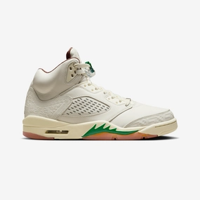 JORDAN | AIR JORDAN 5 RETRO EL GITRO { SAIL/DARK PONY-COCONUT MILK-PINE GREEN