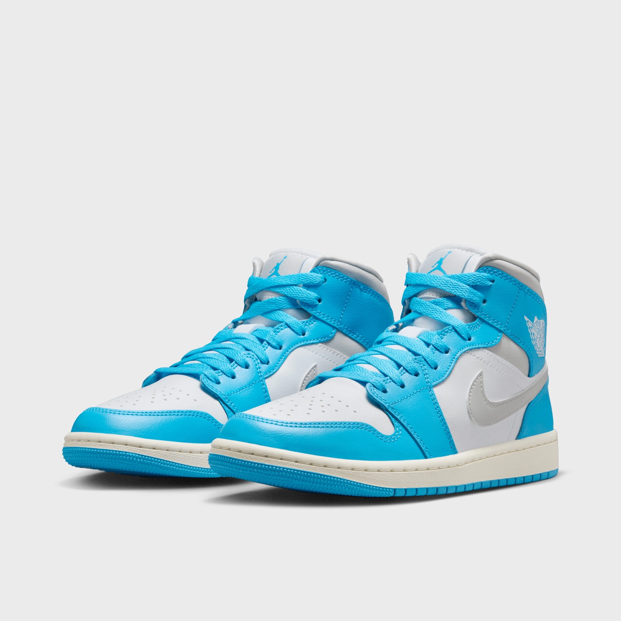 Jordan Women's 1 Mid Dark Powder Blue / Neutral Grey - White