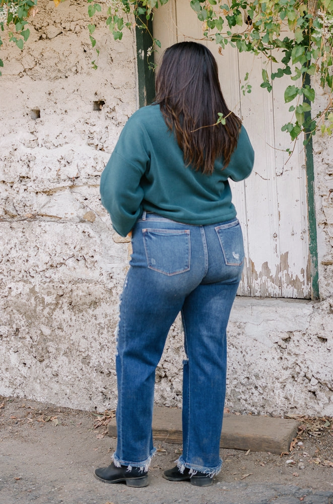 Lauren Mid Rise Distressed Dad Jeans - PLUS