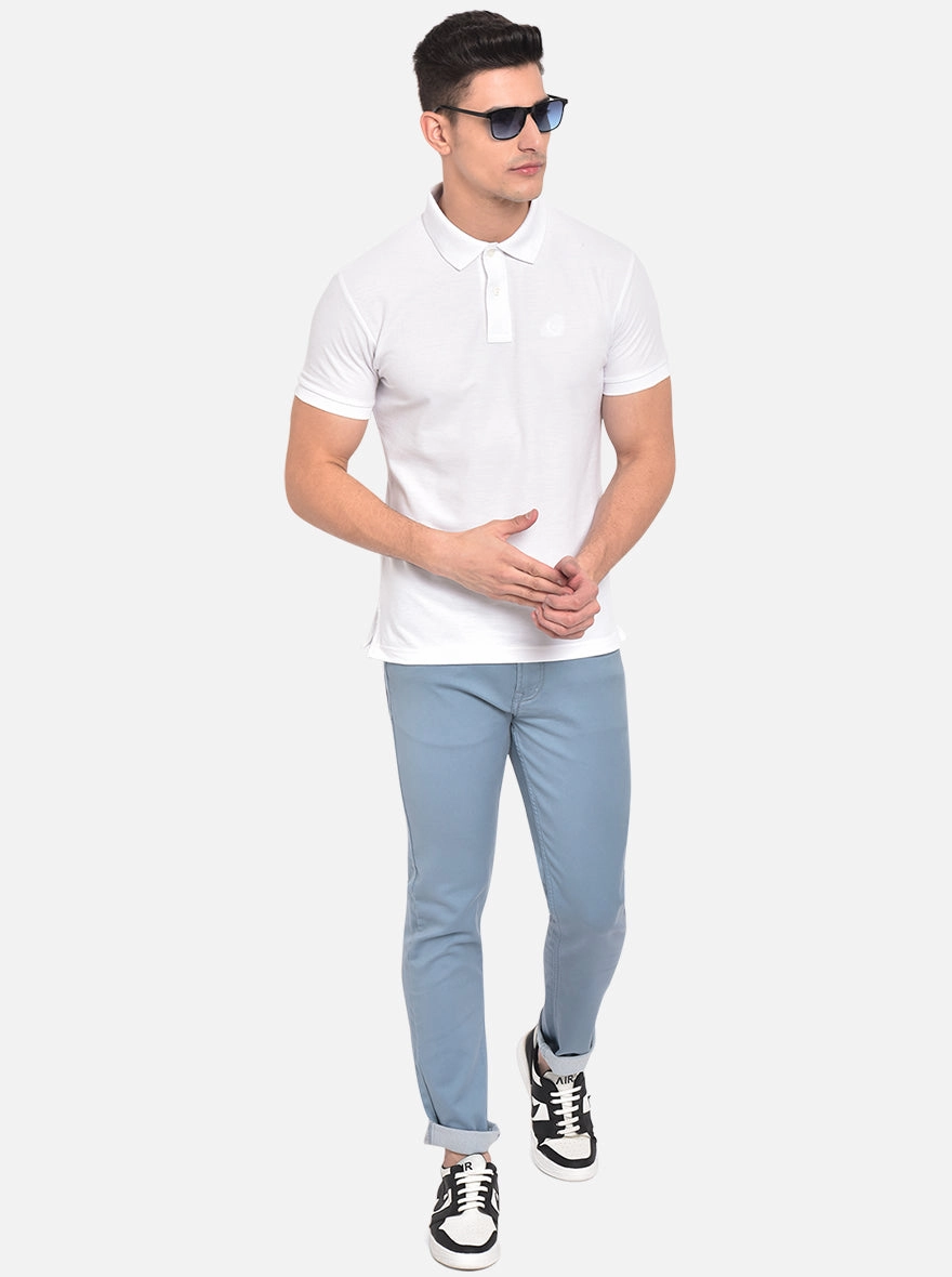 Light Blue Washed Narrow Fit Jeans | Greenfibre
