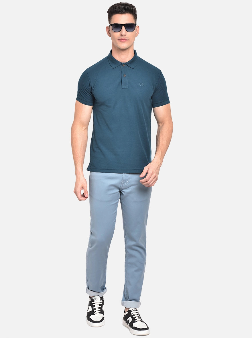 Light Blue Washed Narrow Fit Jeans | Greenfibre