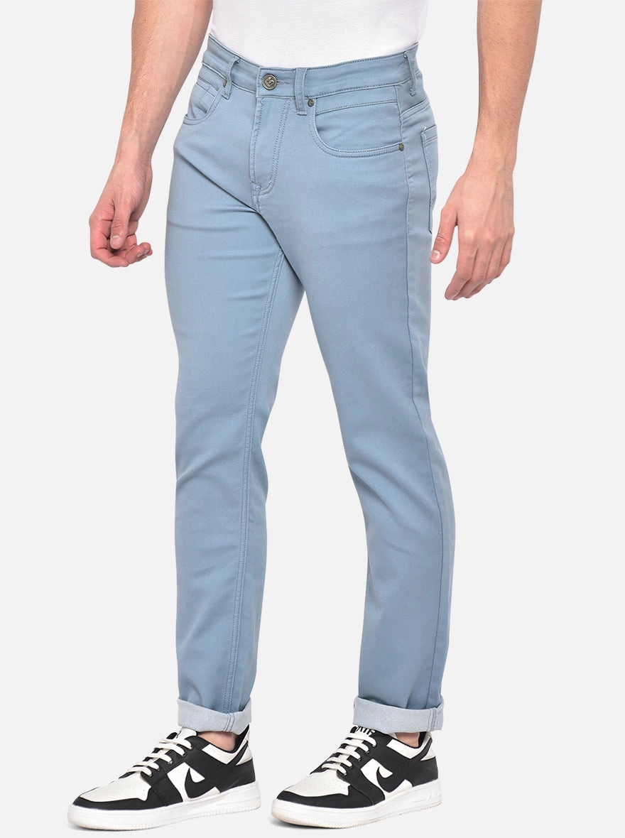 Light Blue Washed Narrow Fit Jeans | Greenfibre