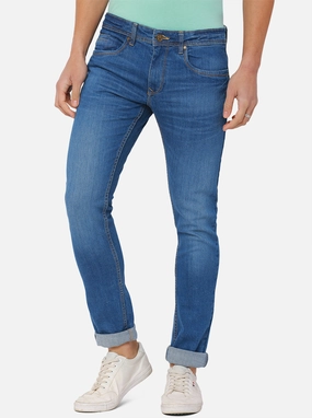 Mid Blue Washed Narrow Fit Jeans | Greenfibre