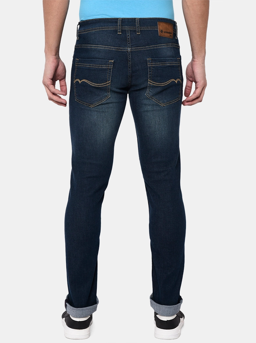 Mid Blue Washed Narrow Fit Jeans | Greenfibre