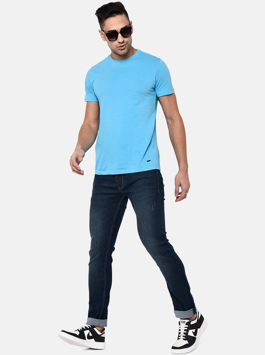 Mid Blue Washed Narrow Fit Jeans | Greenfibre