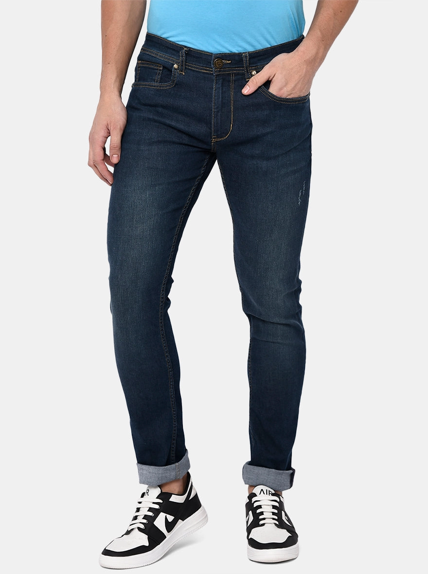 Mid Blue Washed Narrow Fit Jeans | Greenfibre