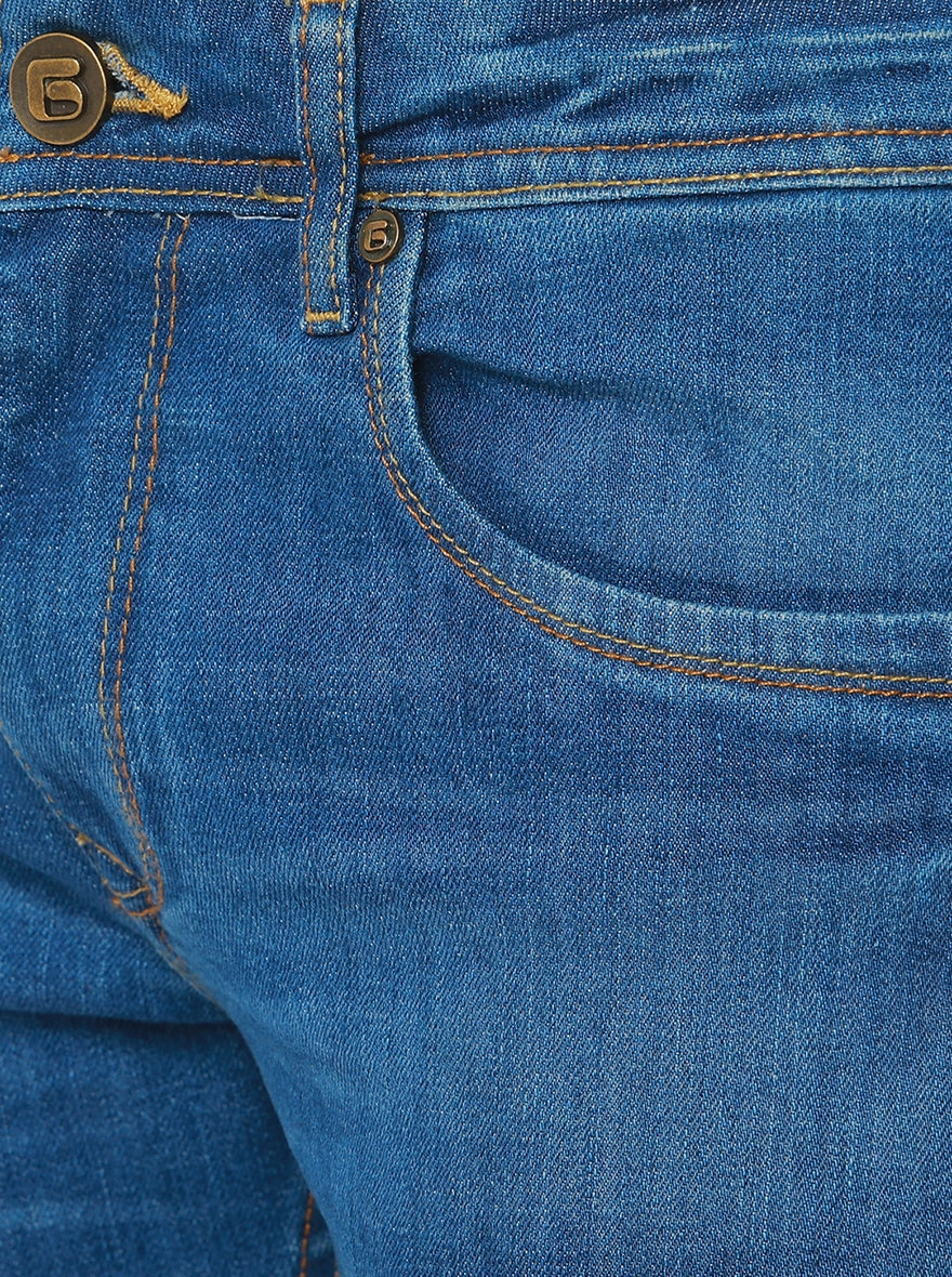 Mid Blue Washed Narrow Fit Jeans | Greenfibre