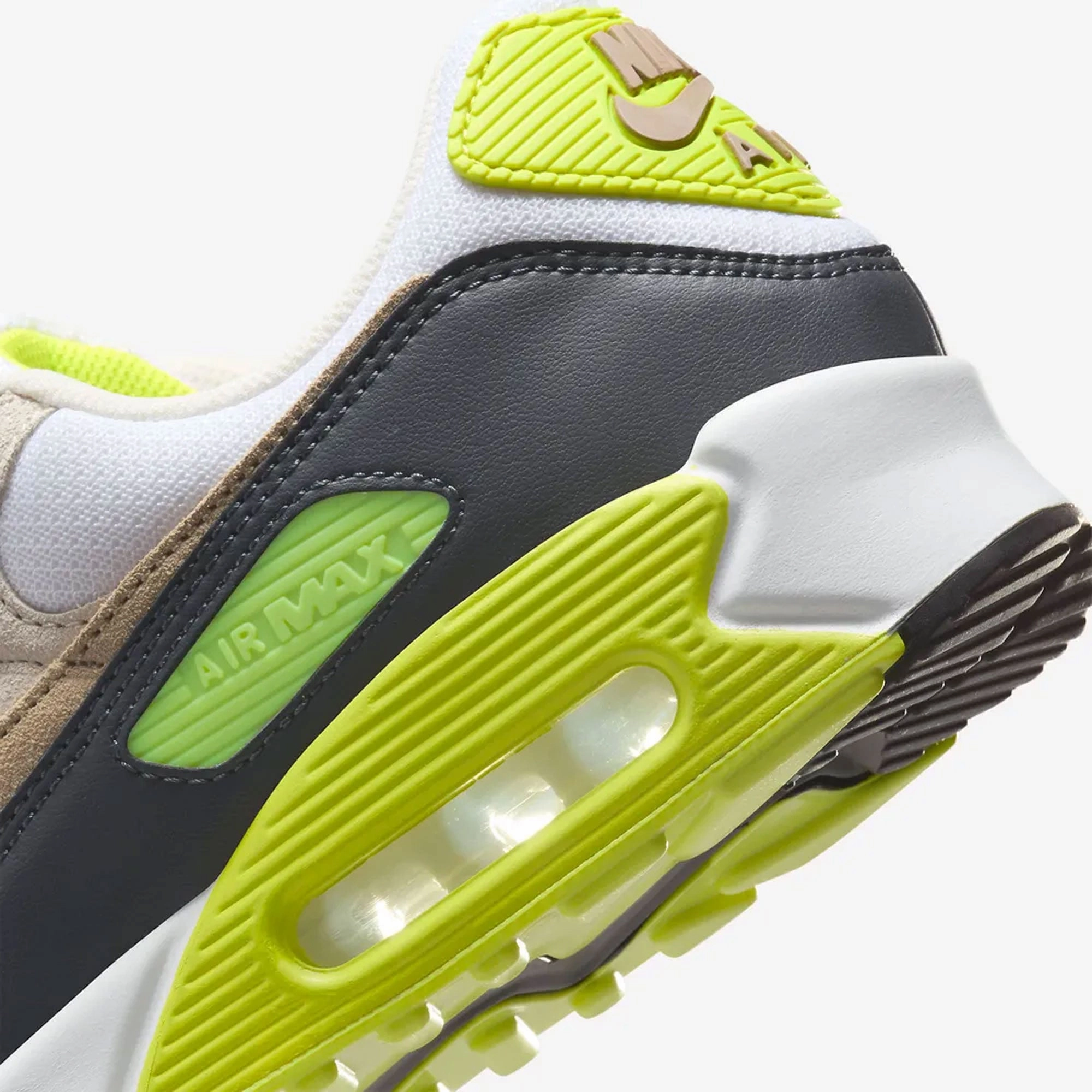 NIKE | AIR MAX 90 { WHITE/KHAKI-CYBER-DK SMOKE GREY