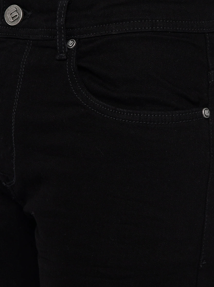 Raw Black Solid Narrow Fit Jeans | Greenfibre