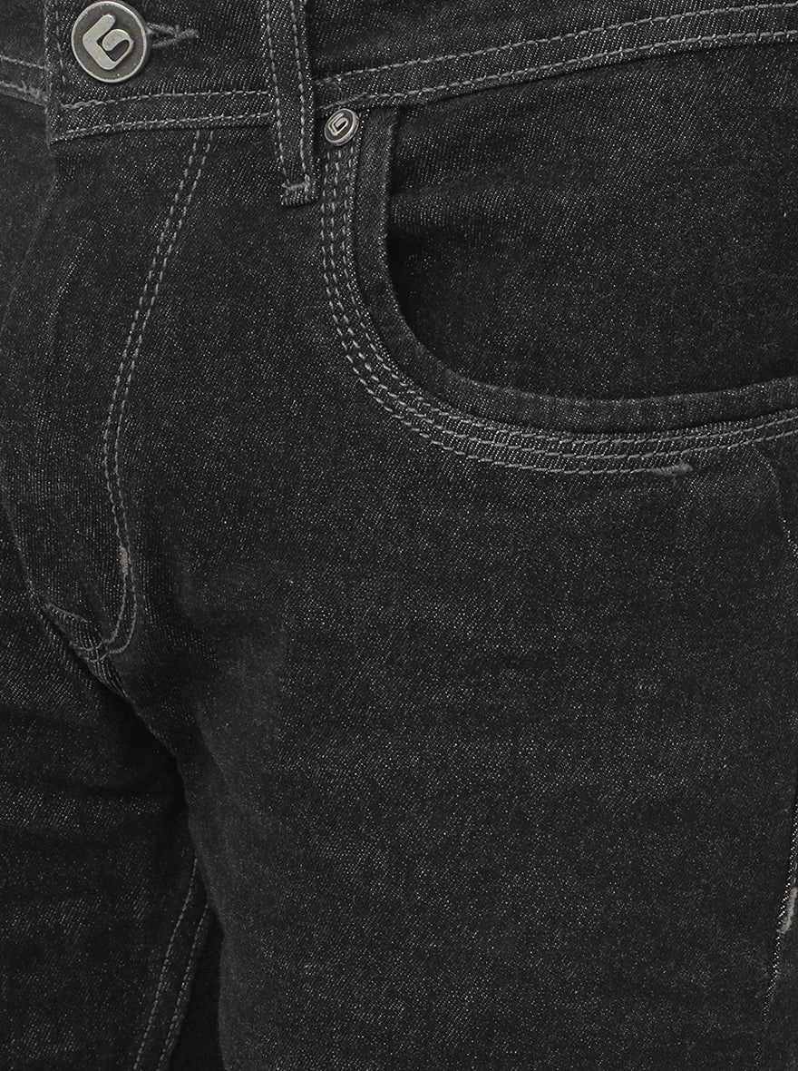 Raw Black Solid Narrow Fit Jeans | Greenfibre