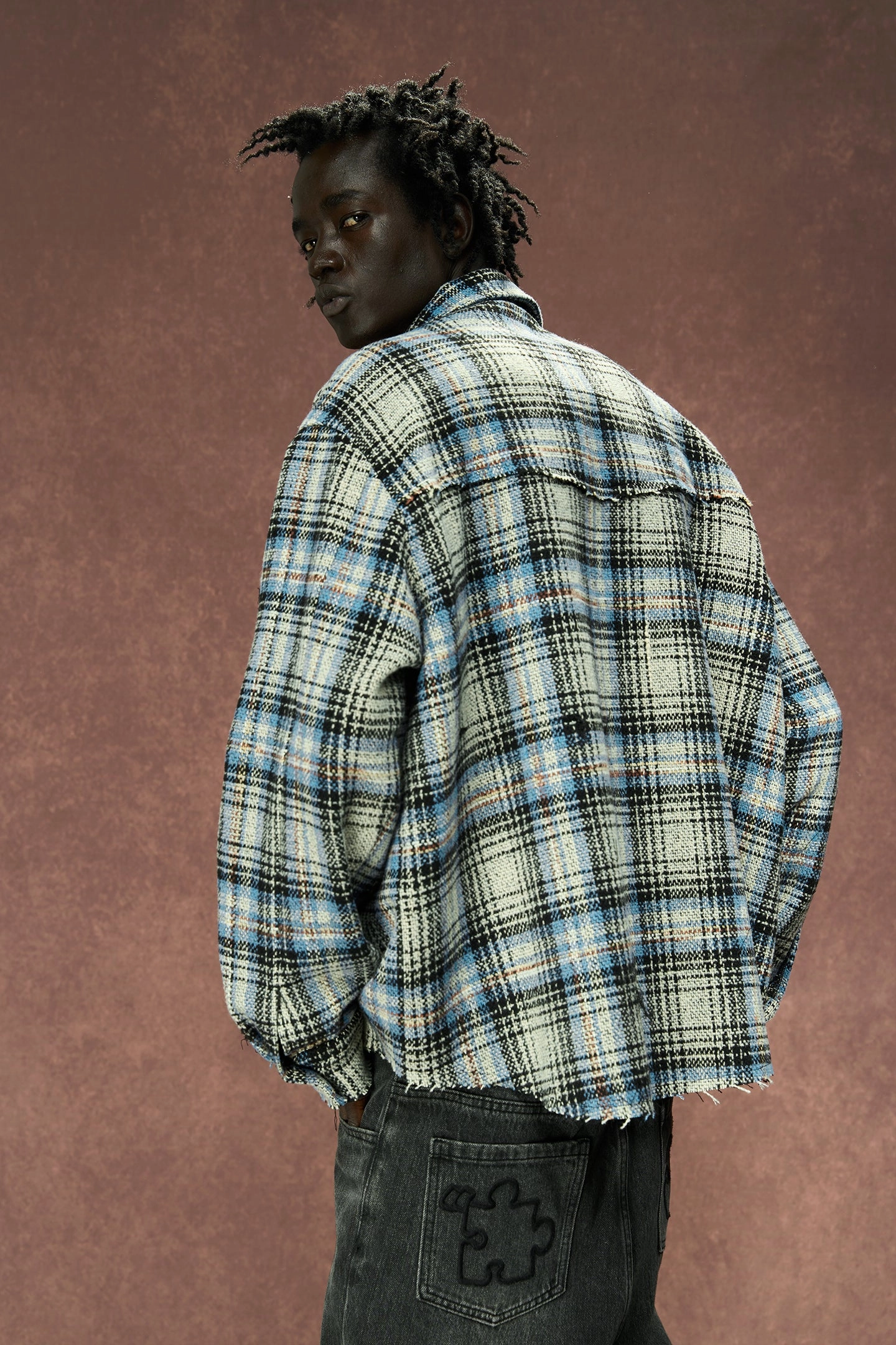 Raw Edge Deconstructed Plaid Shirt