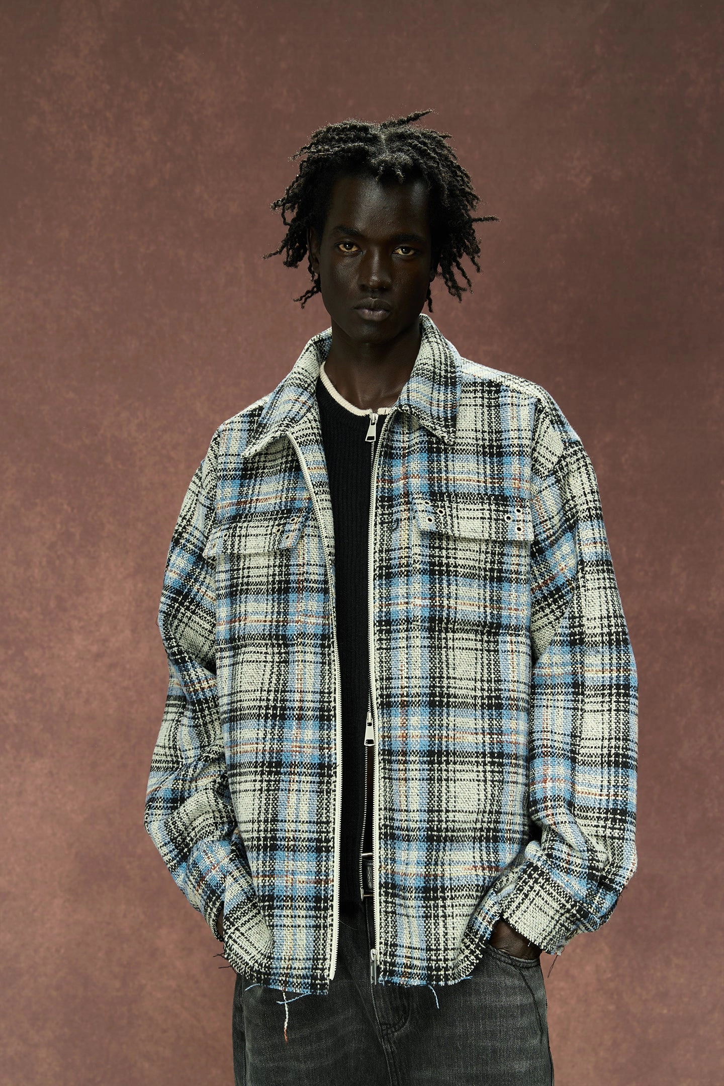 Raw Edge Deconstructed Plaid Shirt