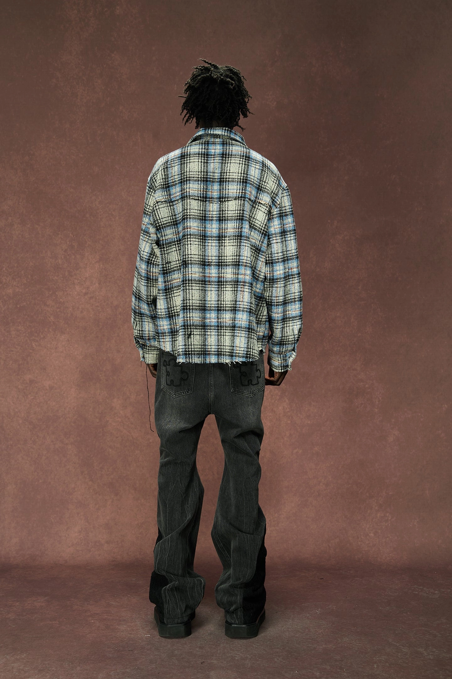 Raw Edge Deconstructed Plaid Shirt
