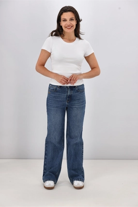Shine On Label Chapel Classic Wide Leg Jeans Indigo