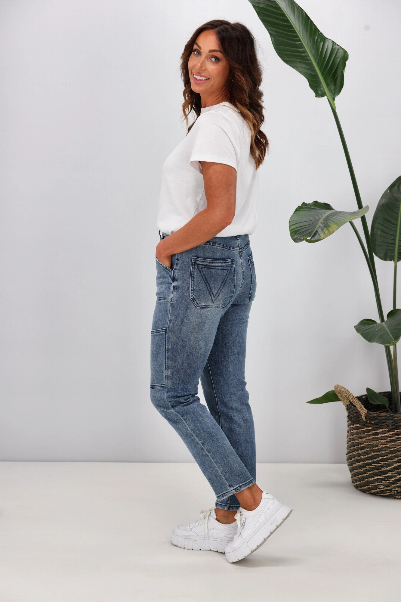 Shine On Label Hudson Utility Straight Jean Washed Blue