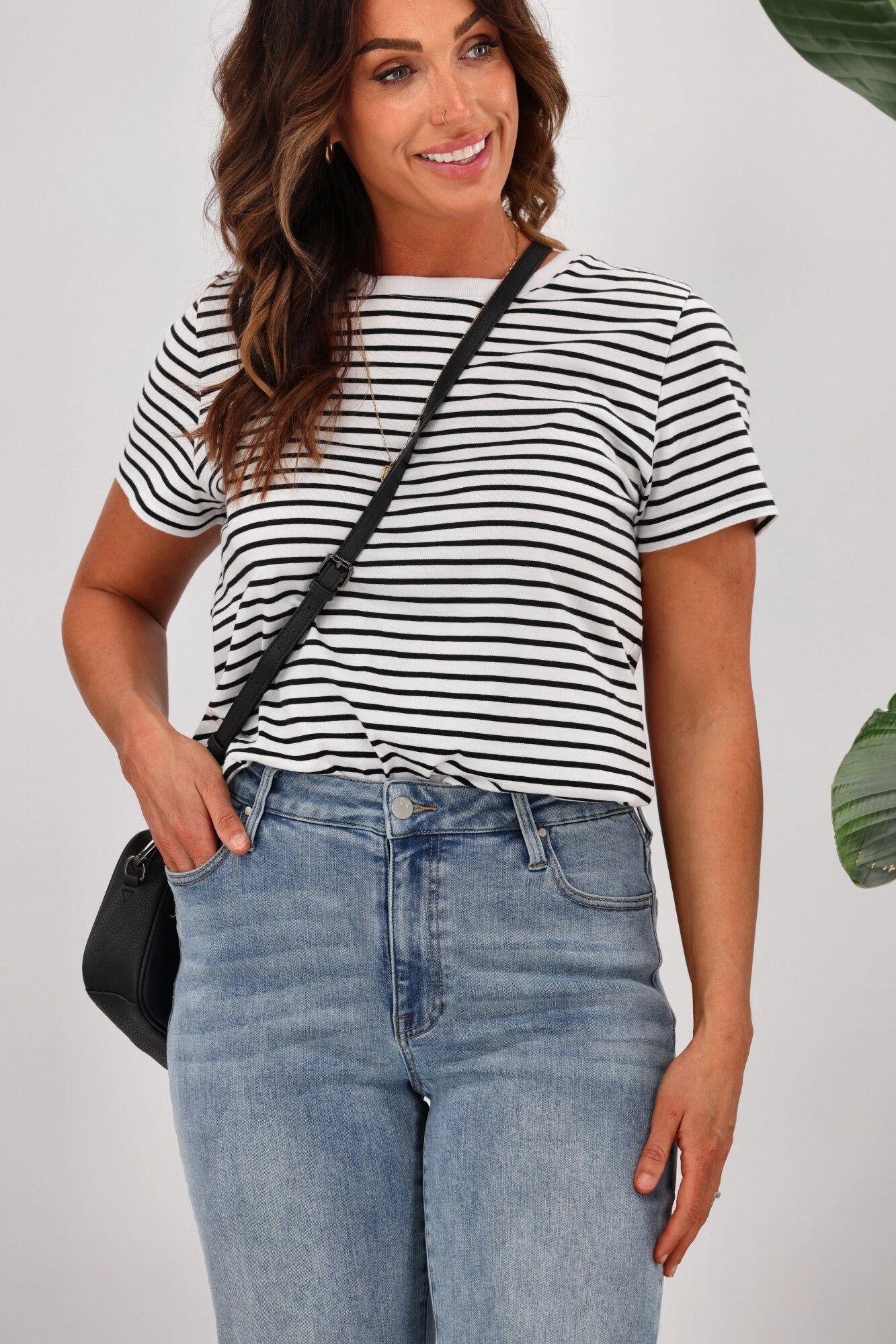 Shine On Label Zeke Wide Leg Jean with Turn Up Hem Washed Blue