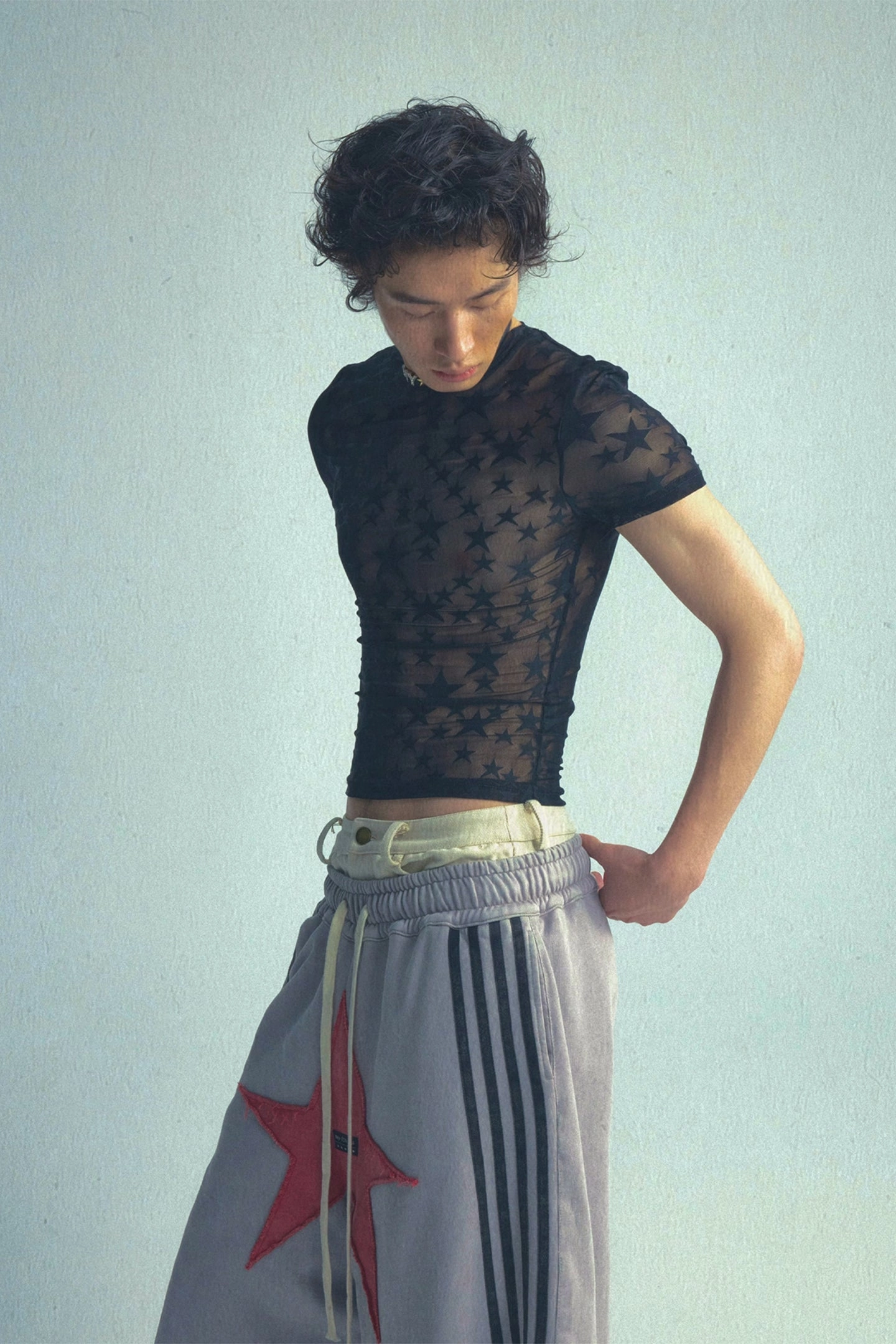 Star Patch Raw Edge Sweatpants