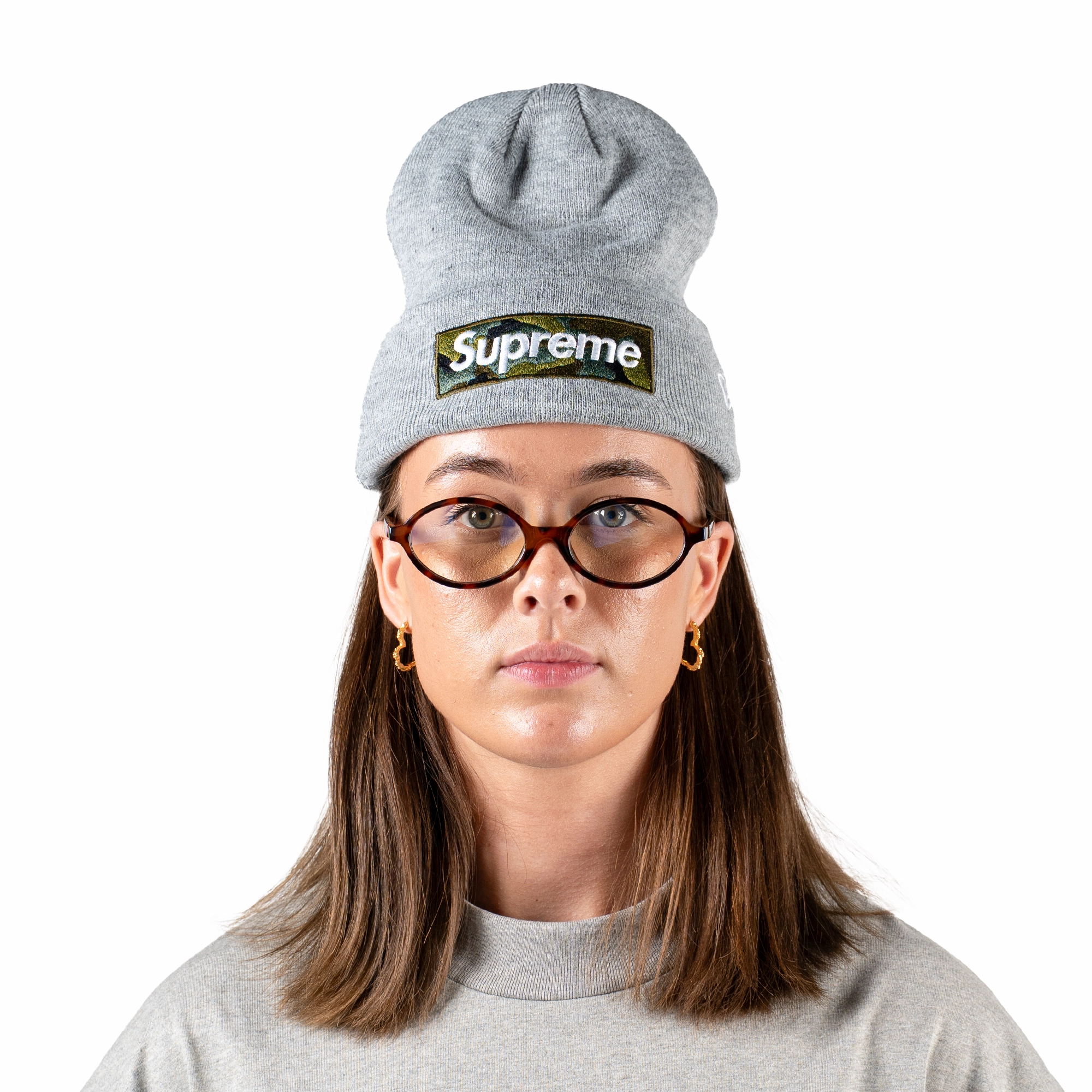 Supreme New Era Box Logo Beanie (FW23) Camo Grey