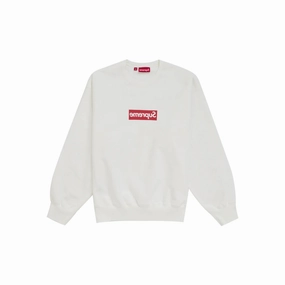 Supreme Washed Box Logo Crewneck White