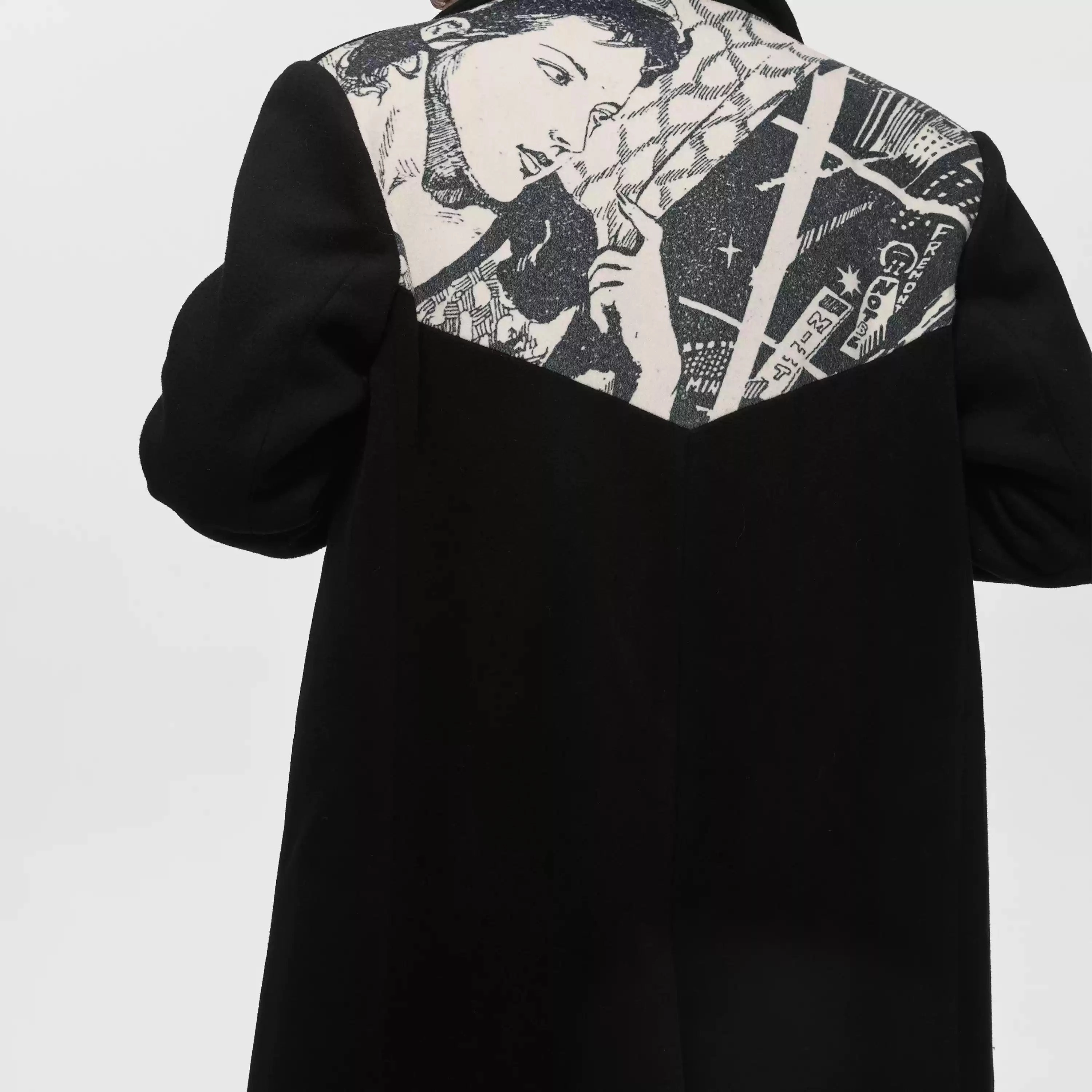 Tie-Dye Wool Two-in-One Asymmetric Riser Coat