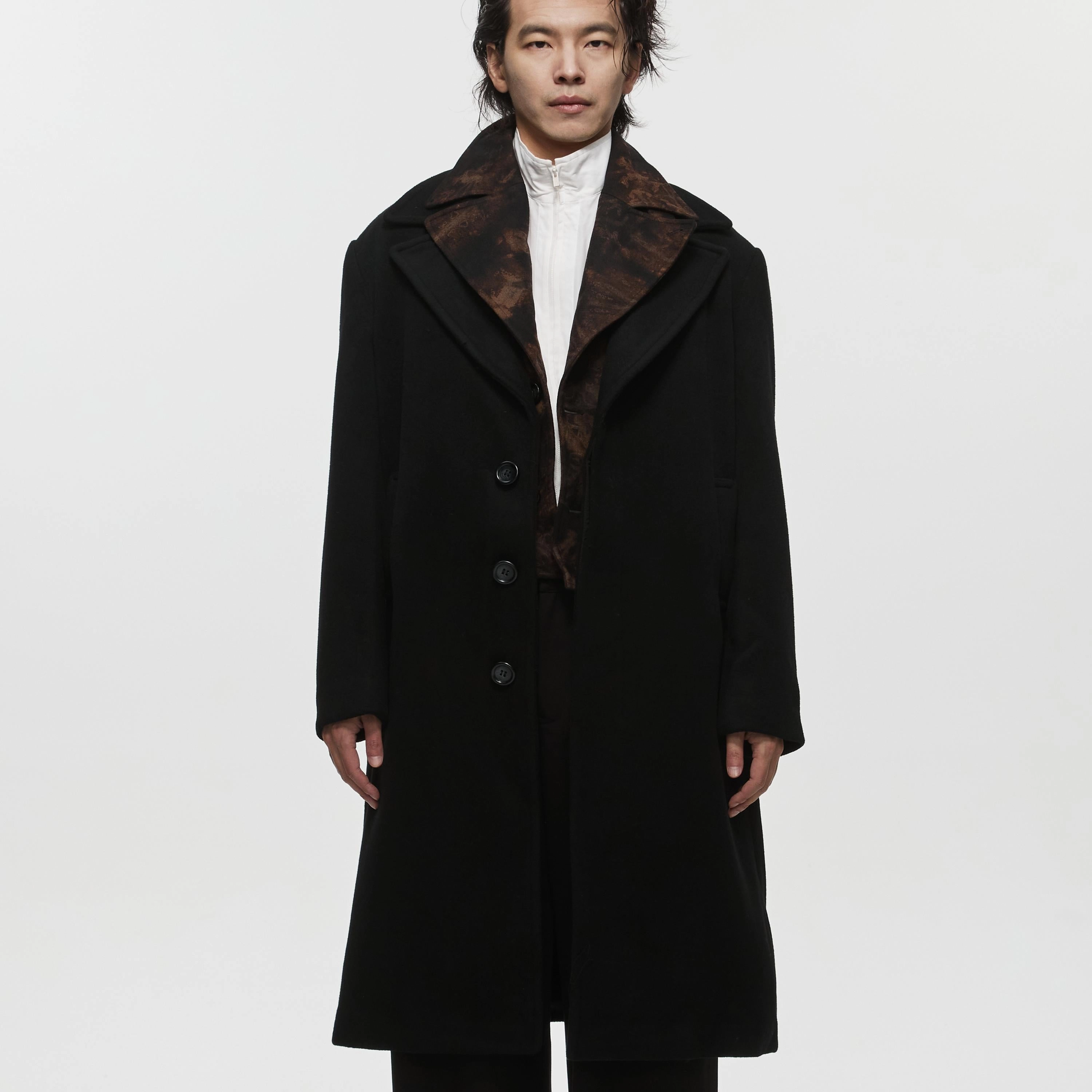 Tie-Dye Wool Two-in-One Asymmetric Riser Coat
