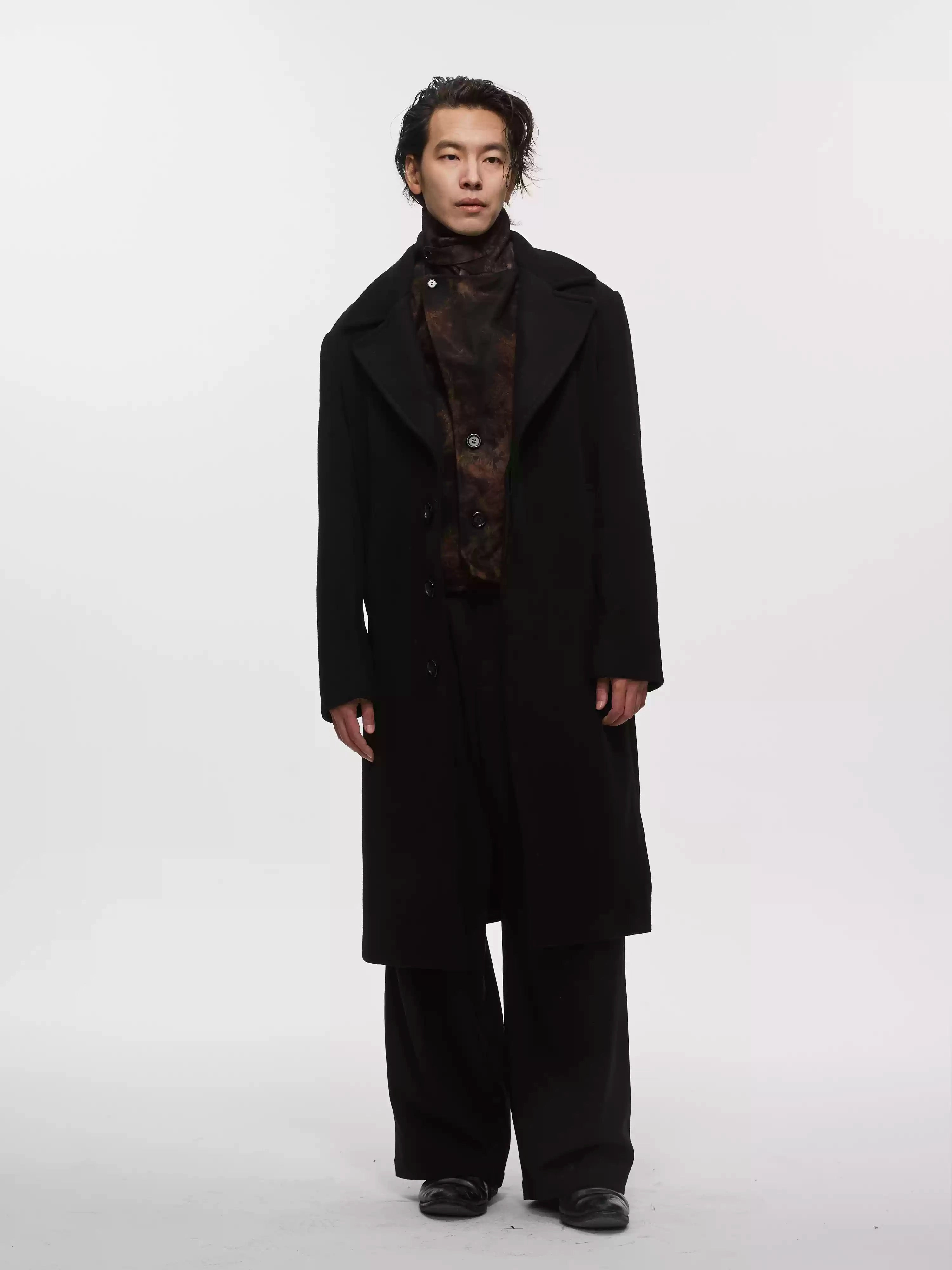 Tie-Dye Wool Two-in-One Asymmetric Riser Coat