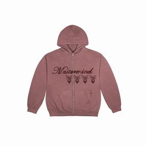 Travis Scott Cactus Jack For Mastermind Skull ZipaUp Hoodie Washed Red