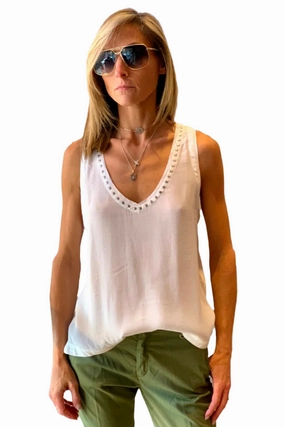 V Neck Tank - White