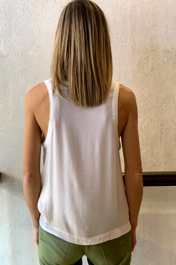 V Neck Tank - White