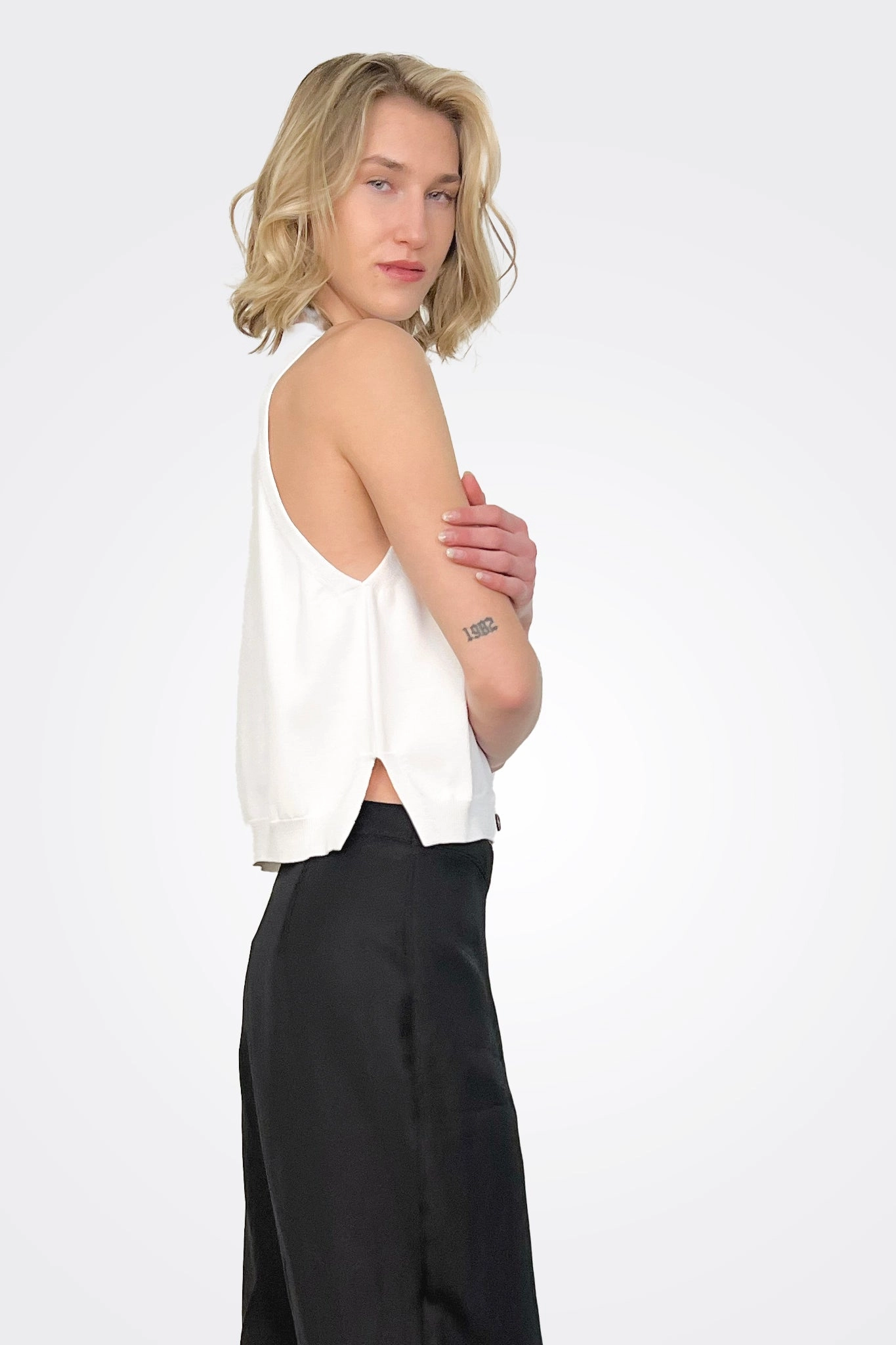V Neck Waistcoat - Bianco