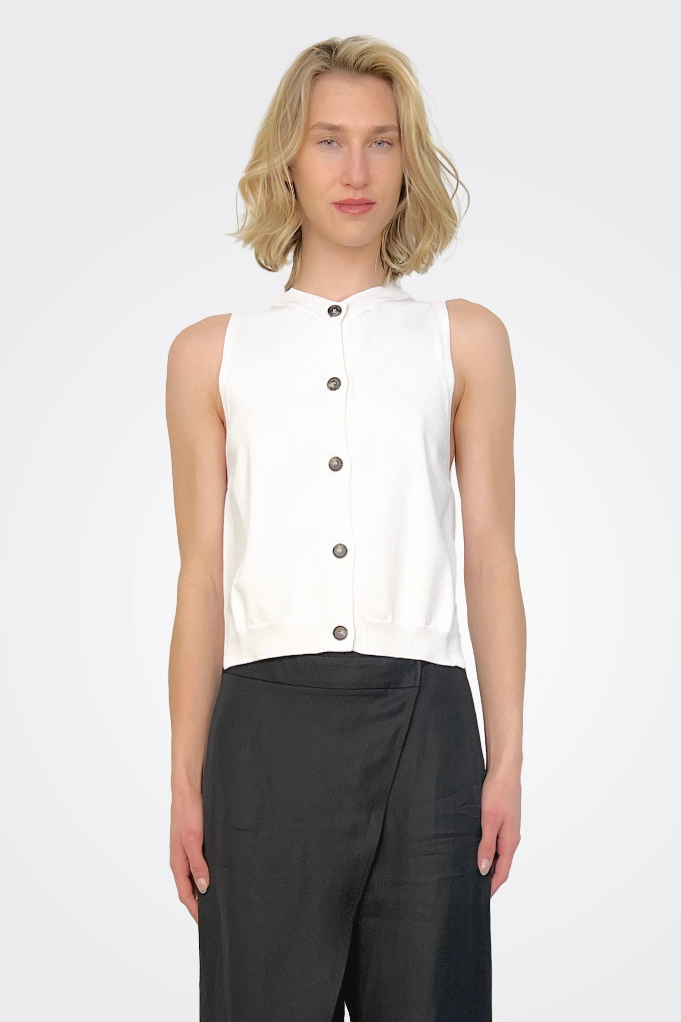 V Neck Waistcoat - Bianco