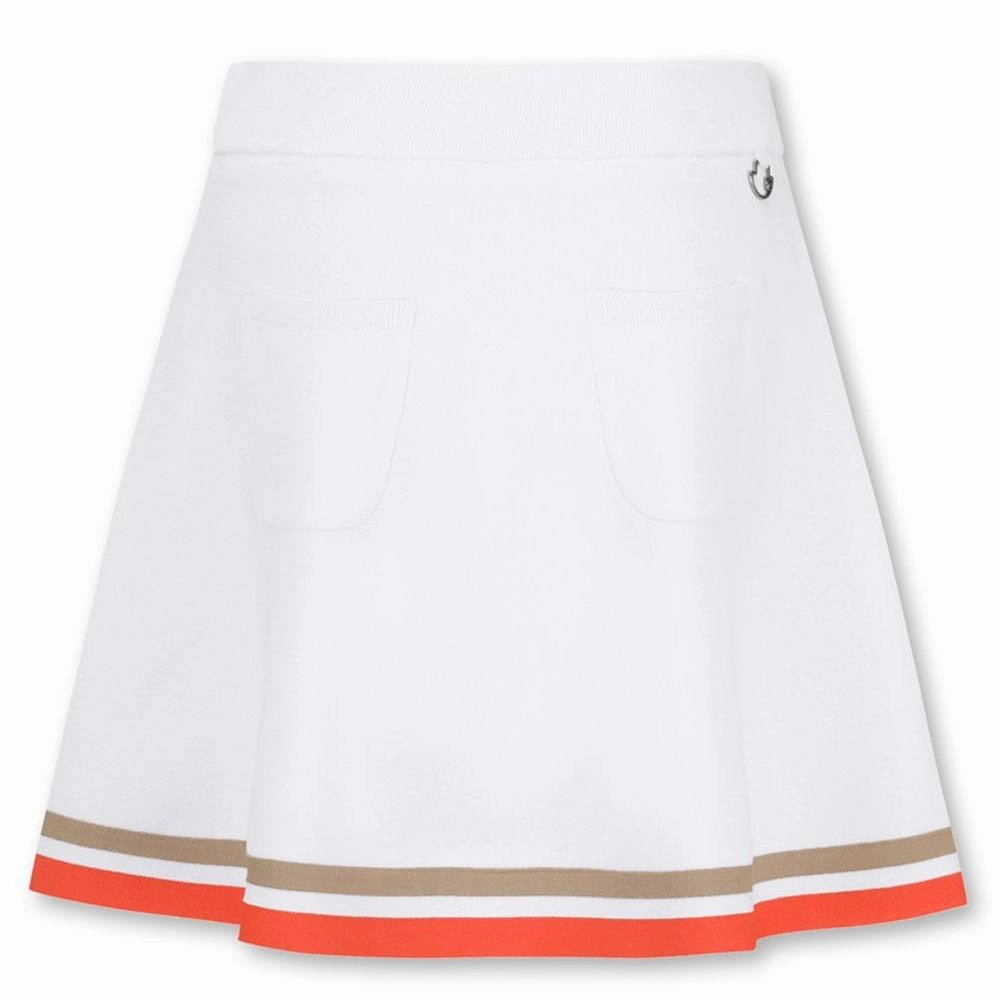 WAAC Athletic Tipping A-Line Knit Golf Skort White - SS24 Women
