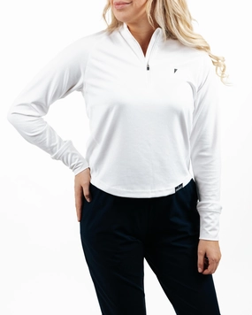 Women's White Crop Quarterzip
